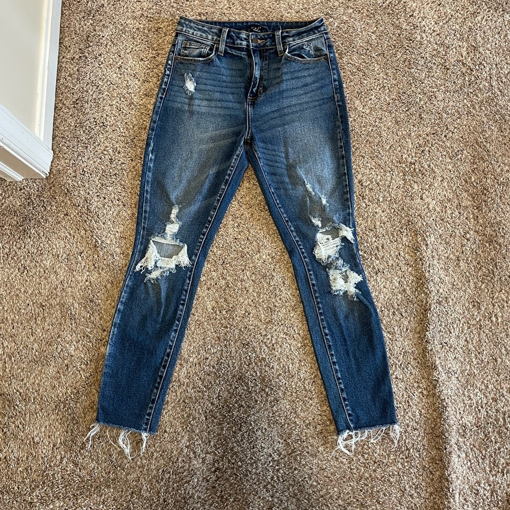 Windsor Dark Wash Ripped High-Rise Skinny Jeans